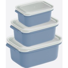 Dünya Plastik 3 Parça Easy Keep Dikdörtgen Set ( 500 x 1000 x 2000 ml ) Dikdörtgen Kapaklı Saklama Kabı 3 Parça Mavi Renk Set