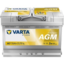 Varta A7 12V 70AH 760A Dynamıc Start Stop Agm Akü (Üretim TARIHI:2026)