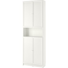 IKEA Modern Beyaz Kapaklı Kitaplık 80X30X237 cm - Salon Çalışma Odası Kaliteli Dolap - Şık Depolama
