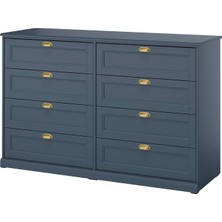 IKEA Modern Mavi 8 Çekmeceli Şifonyer 160X51X101 cm - Yatak Odası Kaliteli Dolap - Şık Depolama Çözümü