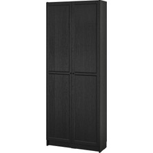 IKEA Modern Siyah Kapaklı Kitaplık 80X30X202 cm - Salon Çalışma Odası Kaliteli Dolap - Şık Depolama