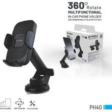 Syrox PH40 Çok Fonksiyonlu Telefon Tutucu Mıknatıslı 360° Döner Başlık ile Siyah Renk