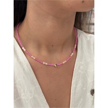 Kalp Boncuk Kolye - Pembe Kaliteli Şık Tasarım