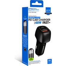Acl Ac-93 48W Pd 30W Çift Port Hızlı Araç Şarj Cihazı + Type-C Lightning Kablo