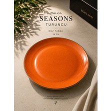 Porland Seasons Turkuaz/turuncu Düz Tabak 28 cm Porselen Servis Tabağı Yemek Tabağı