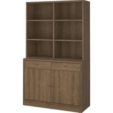 IKEA Modern Kahverengi Kitaplık 121X201 cm - Salon Çalışma Odası Kaliteli Dolap - Şık Depolama