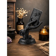 Tredo Tarot Kartı Standı Dekoratif Medyum Eli Figürü Mistik Fal Objesi Siyah Masaüstü Dekorasyon