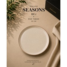 Porland Seasons Koyu Gri/bej Düz Tabak 20 cm Porselen Servis Tabağı Yemek Tabağı