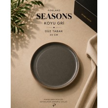 Porland Seasons Koyu Gri/bej Düz Tabak 20 cm Porselen Servis Tabağı Yemek Tabağı