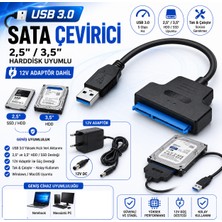 Arestech USB 3.0 2.5 3.5 Inç Sata SSD HDD Hard Disk Çevirici Dönüştürücü + Adaptör Dahil