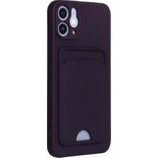 Akıllı Bayi Apple iPhone 12 Kılıf Kelvin Kartvizitli Silikon - Derin Mor Aby