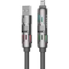 TeknoKapsül Earldom IC02 4in1 240W Type-C To Type-C Ekstra 2.4A USB To Lightning ve 30W Type-C To Lightninge Dönüşme Özellikli Pd Hızlı Şarj Kablosu - Gri