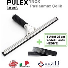 Pulex Cam Silme Aparatı Camçek / Çekçek 25 cm - Paslanmaz Çelik Tutamaklı ( 1 Adet Yedek Lastik Hediye )