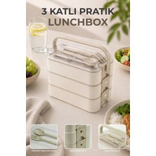 Bauer Tools 3 Katlı Bölmeli Lunchbox - Kilitli - Taşıma Saplı - Kaşık & Çatal Dahil G-770