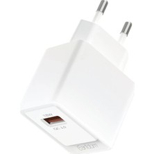 TeknoKapsül Earldom EU45 18W USB Qc 3.0 Çıkışlı ve USB To Lightning Kablolu Pd Hızlı Şarj Cihazı - Beyaz