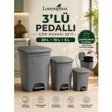 Lorempbox 3’lü Pedallı Çöp Kovası Seti 20 L + 10 L + 5 L – Çıkarılabilir Iç Kovalı Gri