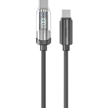 TeknoKapsül Earldom EC-189CC 1m 100W Dijital Göstergeli Type-C To Type-C Pd Hızlı Şarj Kablosu - Siyah