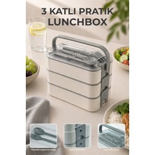 Bauer Tools 3 Katlı Bölmeli Lunchbox - Kilitli - Taşıma Saplı - Kaşık & Çatal Dahil G-770