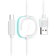 TeknoKapsül Earldom WC39 1.2m 15W USB To Type-C ve 2.5W Kablosuz Saat Şarj Çıkışlı 2in1 Hızlı Şarj Kablosu - Beyaz