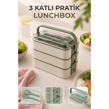 Bauer Tools 3 Katlı Bölmeli Lunchbox - Kilitli - Taşıma Saplı - Kaşık & Çatal Dahil G-770