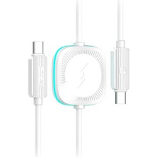 TeknoKapsül Earldom WC42 1.2m 60W Type-C To Type-C ve 2.5W Kablosuz Saat Şarj Çıkışlı 2in1 Pd Hızlı Şarj Kablosu - Beyaz