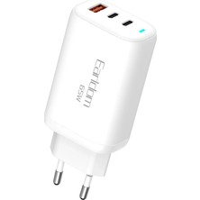 TeknoKapsül Earldom EU26I 2 Adet 65W Type-C ve 1 Adet 30W USB 3.0 Çıkışlı Ekstra Type-C To Lightning Kablolu Gan Şarj Cihazı - Beyaz