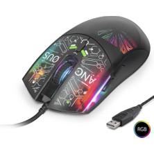 Uslucan Alışveriş Gaming Mouse 7200 Dpi Rgb Soyut Art Desenli - Siyah G306C