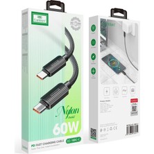 TeknoKapsül Earldom EC-188CC 1m 60W Hasırlı Type-C To Type-C Pd Hızlı Şarj Kablosu - Siyah