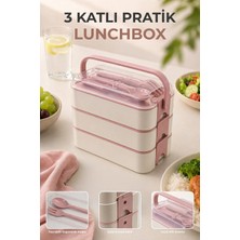 Bauer Tools 3 Katlı Bölmeli Lunchbox - Kilitli - Taşıma Saplı - Kaşık & Çatal Dahil G-770