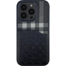 TeknoKapsül Santa Barbara Polo Racquet Club Apple iPhone 13 Pro Max Plaid Kartvizitli Kapak - Siyah