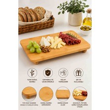 Kea Ev Eşyaları Bambu Sunum Tahtası 15X33 cm Ayaklı Servis Tahtası Kahvaltı Peynir Çerez ve Atıştırmalık Sunum Tabağı