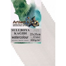 Atlantis Sulu Boya Kağıdı 25X35CM 12 Adet Grenli Dokulu Krem Renkli Suluboya Kağıdı Profesyonel Dayanıklı ve Özel Dokulu Tabaka