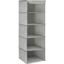 TeknoKapsül Asılı Raf, Elbise Dolabı Düzenleyici, Askılı Muhafaza, Kıyafetler Için, Yer Tasarrufu Sağlar ve Katlanabilir, Metal Kanca, Bambu Eklentiler, Keten Benzeri Doku, Açık Gri RCH005W01