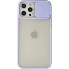 Küçük Hazine Apple iPhone 12 Pro Max Kılıf Palm Buzlu Kamera Sürgülü Silikon - Lila