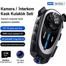 Motosiklet Kask Interkom Kamera 1080P Hd 120° Geniş Açı Bluetooth 5.4 Wifi 500M Haberleşme Müzik Paylaşımı