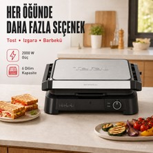 Tefal 6 Dilim Kapasiteli 2000 W Tost ve Izgara Makinesi, Barbekü, Kapalı Izgara ve Fırın Konumu, Çıkarılabilir Yapışmaz Plakalar + Tartı