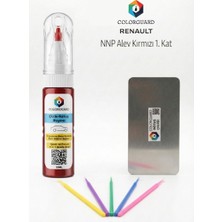 COLORGUARD Renault NNP Alev Kırmızı 1. Kat Rötuş Seti - 2 si 1 Arada İğne ve Fırça Uçlu Şişe, Rötuş Çeliği ve Rötuş Çubuğu