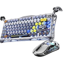 Tech Butiq Gravastar Mercury Oyuncu K1 Pro Klavye+Mercury x Mouse, 2.4ghz Wireless, Bluetooth, Kablolu, Rgb Aydınlatmalı, Mekanik,