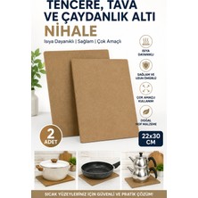 Organik Yolda 2 Adet Tencere Tava Çaydanlık Altı Nihale 22X30 cm Mdf Sıcak Altlığı Mutfak Tezgah Koruyucu