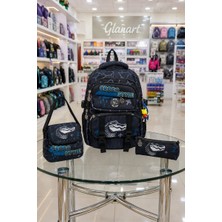 Glanart 5 Bölümlü Içi Full Astarlı Su Geçirmez Ilköğretim Çantası (Beslenme+Kalemlik) Set 1 Adet Timsah