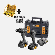 Dewalt DCK2222MP2T-QW Mclaren 2'li Şarjlı Vidalama ve Kömürsüz Akülü Darbeli Makine Seti (2X5AH Akü)