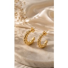 Solène Yarım Halka Rose Gold Altın Kaplama  Çelik Küpe