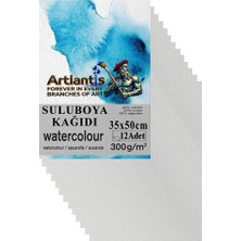 Atlantis Sulu Boya Kağıdı 35X50CM 12 Adet Grenli Dokulu Krem Renkli Suluboya Kağıdı Profesyonel Dayanıklı ve Özel Dokulu Tabaka