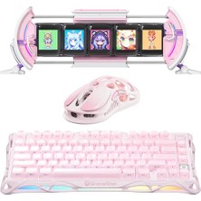 Tech Butiq Gravastar K1 Mekanik Gaming Klavye + M1 Pro Kablosuz Optik Mouse + Dijital Resim Çerçevesi – Sakura Pink