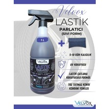 Velvox Lastik Parlatıcı 1L (Sıvı Form) , Sünger Hediyeli | 5-10 Gün Kalıcılık | Süper Parlak Siyah Görünüm | UV Koruma | Antistatik | Çatlama Koruyucu |