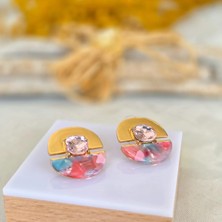 Eos Kolektif Pudra Pastel Aura Kristal Detaylı Küpe