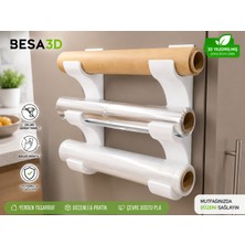 Besa 3D Mutfak Rulo Düzenleyici – Streç Film, Alüminyum Folyo ve Pişirme Kağıdı Tutucu Organizer