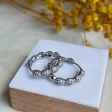 Eos Kolektif Silver Zirkon Taşlı Yuvarlak Paslanmaz Çelik Halka Küpe