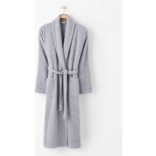 Rozet Tekstil Gri 4XL Büyük Beden Şalyaka Cepli Bornoz Pamuklu Hamam Sauna Banyo Battal Kadın Erkek Unisex 3xl 4xl Bornoz
