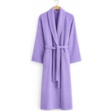 Rozet Tekstil Lila 4XL Büyük Beden Şalyaka Cepli Bornoz Pamuklu Hamam Sauna Banyo Battal Kadın Erkek Unisex 3xl 4xl Bornoz